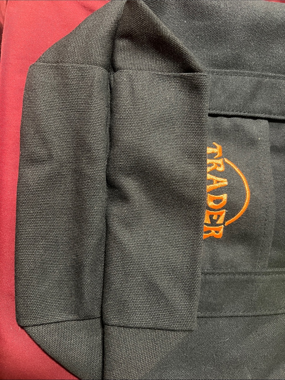 Trader Joe's Black Canvas Mini Tote with Orange Logo - Picture 2 of 4